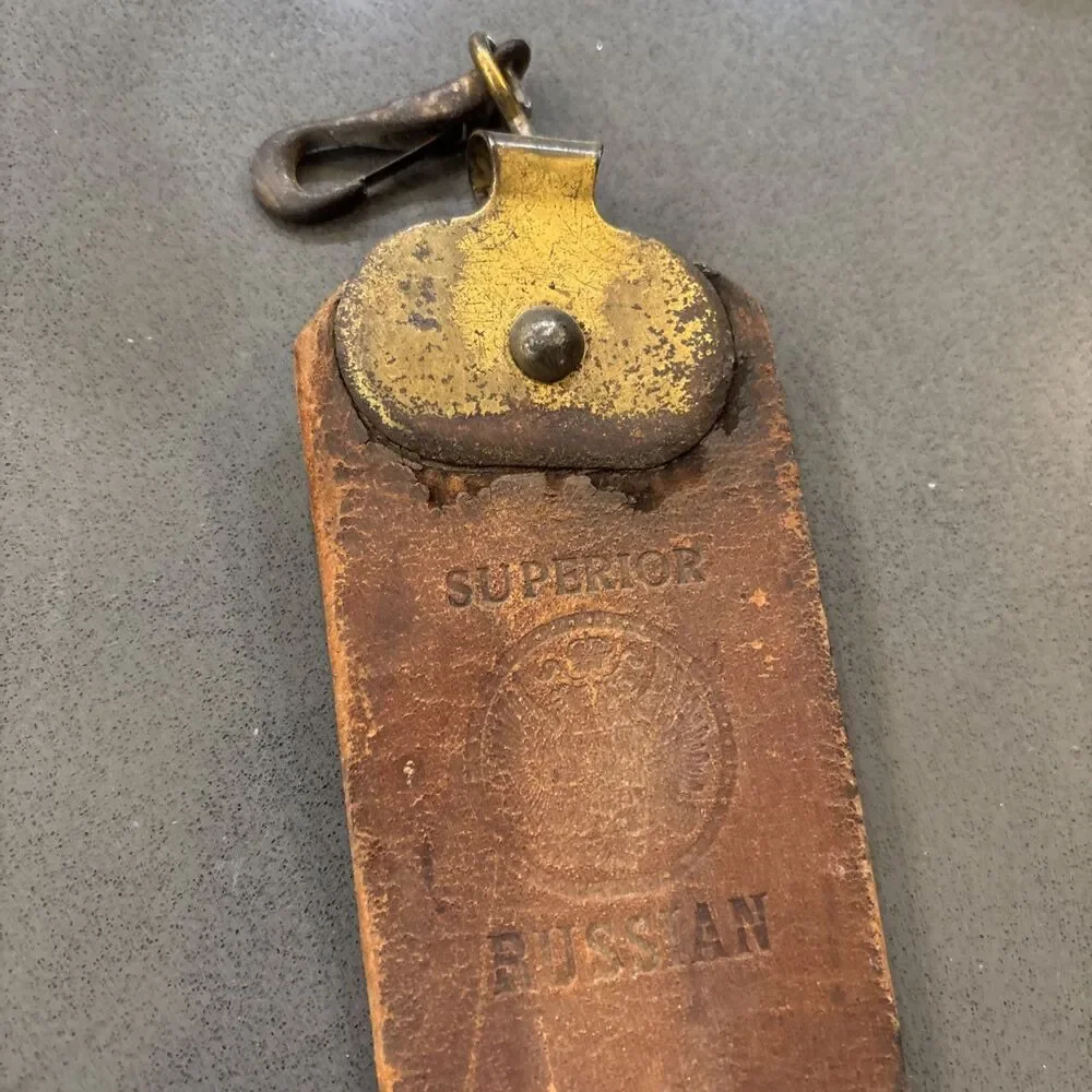 Detroit Made VTG Sharpening Strop Hide & Metal Clip From Monsur Hakim Cutlery
